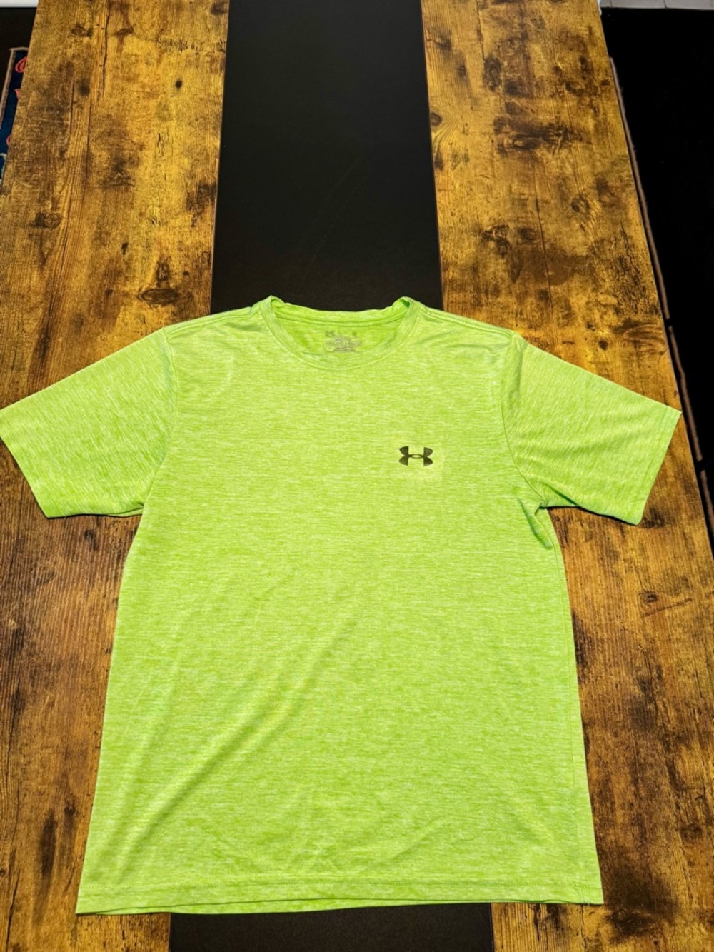 Under Armour UA Tech Neon Green Heather Performance T-Shirt Mens M